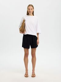 LINEN BLEND SHORTS, Black, highres