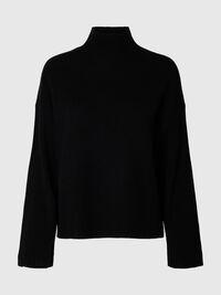 CASHMERE BLEND PULLOVER, Black, highres