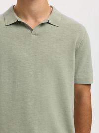 SHORT SLEEVED KNITTED POLO SHIRT, Aqua Gray, highres