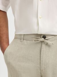 SLIM TAPERED LINEN BLEND TROUSERS, Vetiver, highres