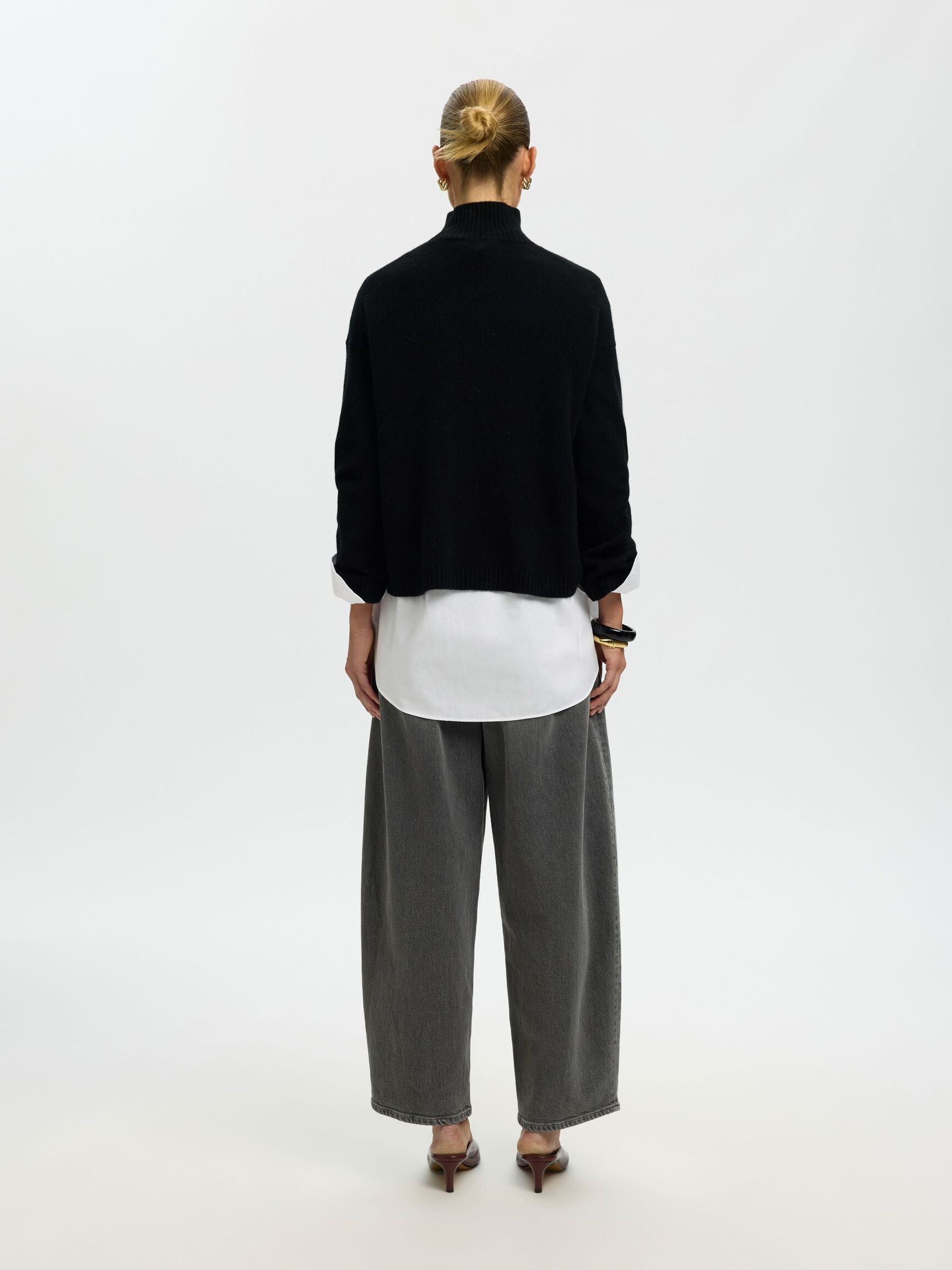CASHMERE BLEND PULLOVER, Black, highres