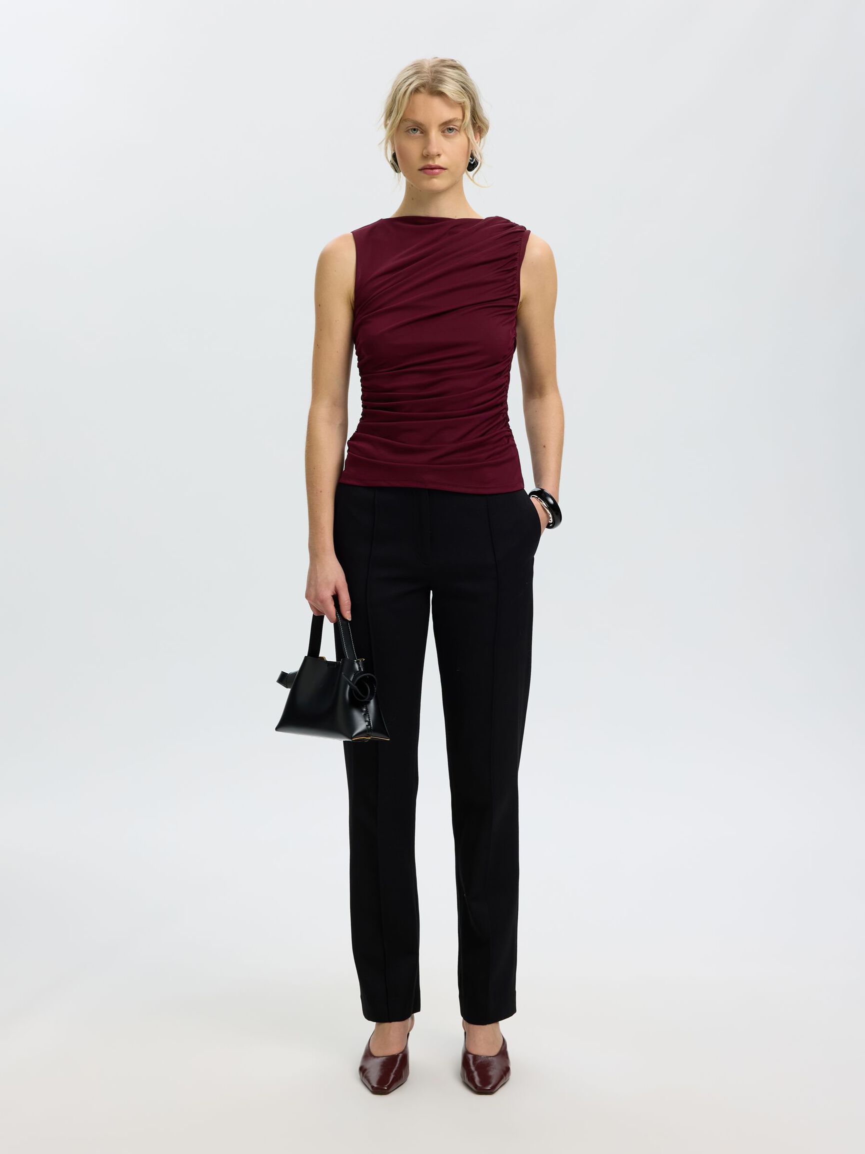 FITTED BLOUSE, Tawny Port, highres
