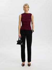 FITTED BLOUSE, Tawny Port, highres