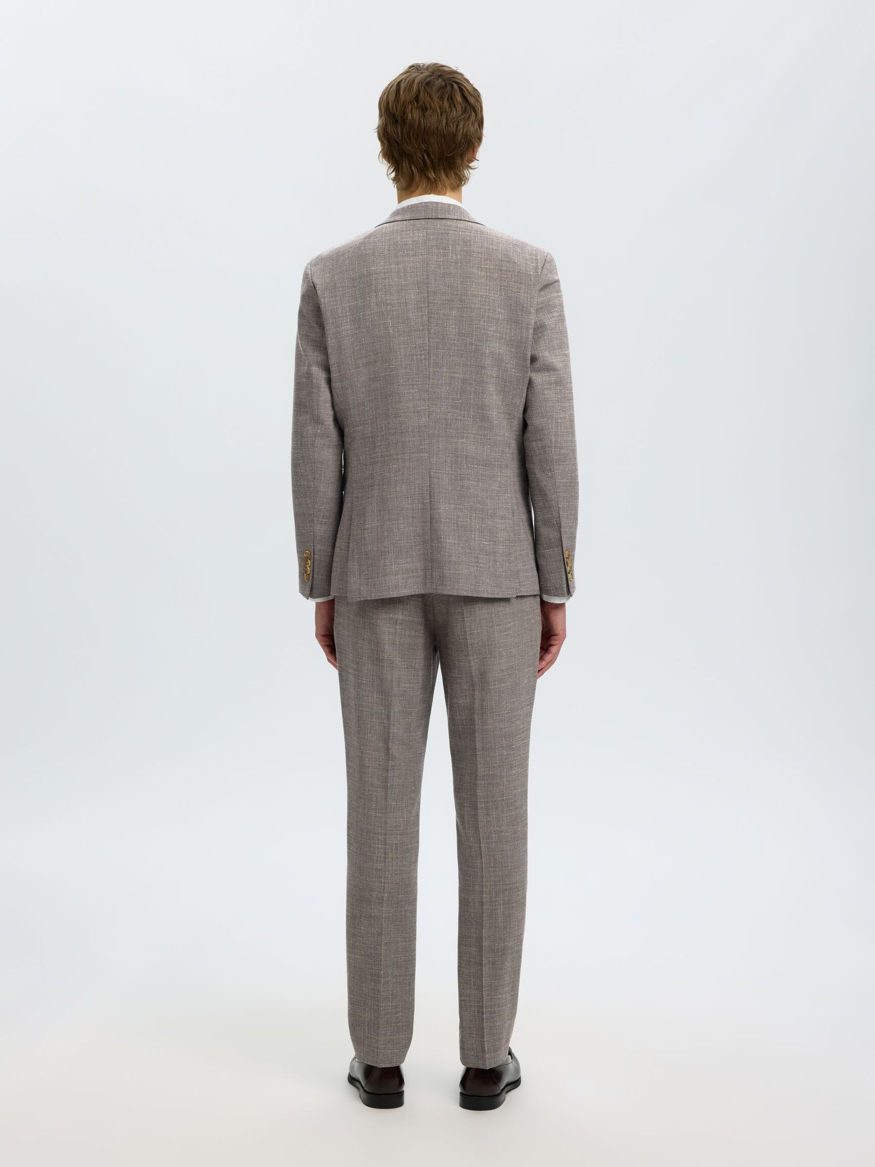SLIM FIT SINGLE-BREASTED BLAZER, Dark Sand Melange, highres