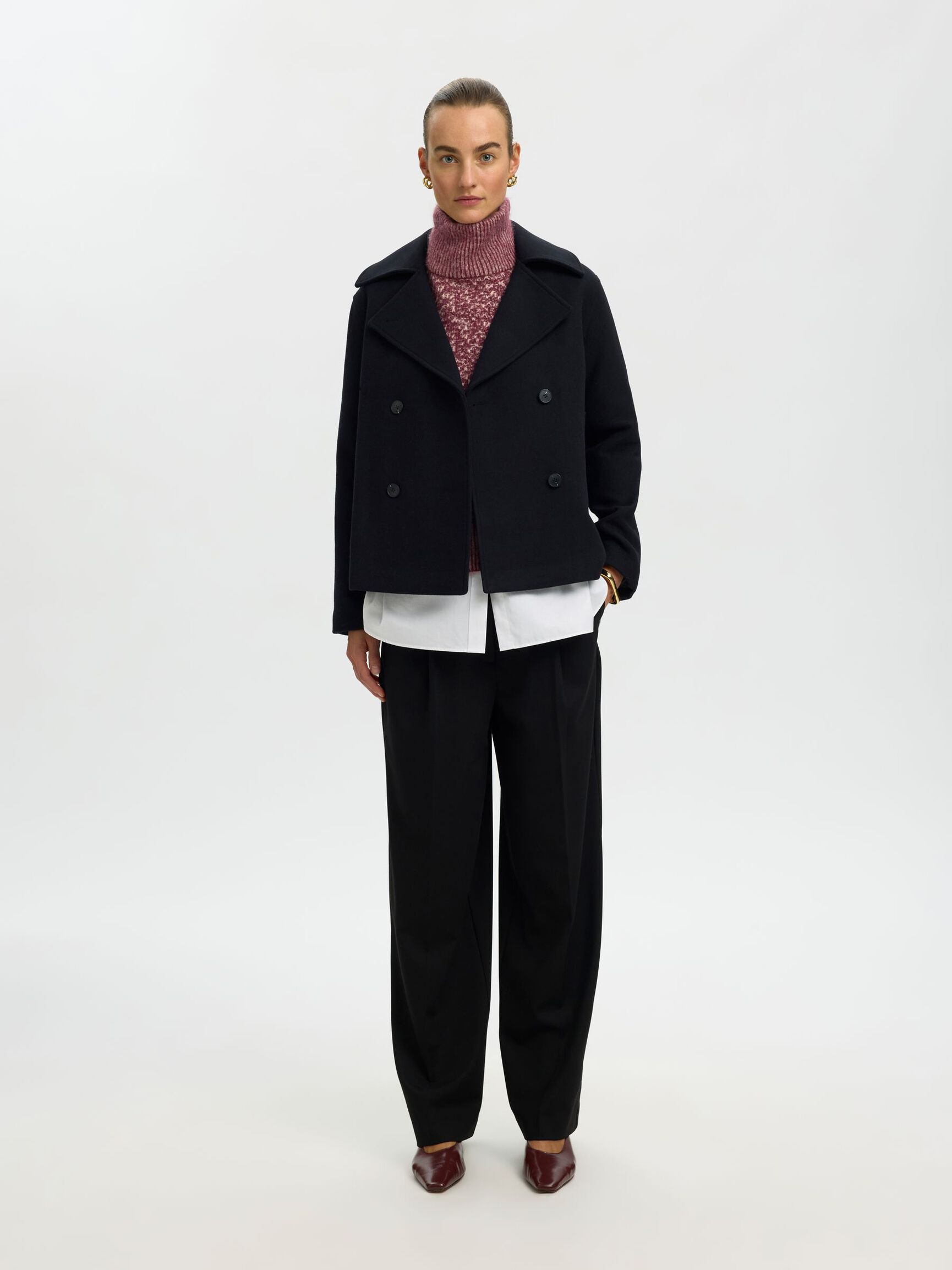 HIGH NECK PULLOVER, Tawny Port, highres