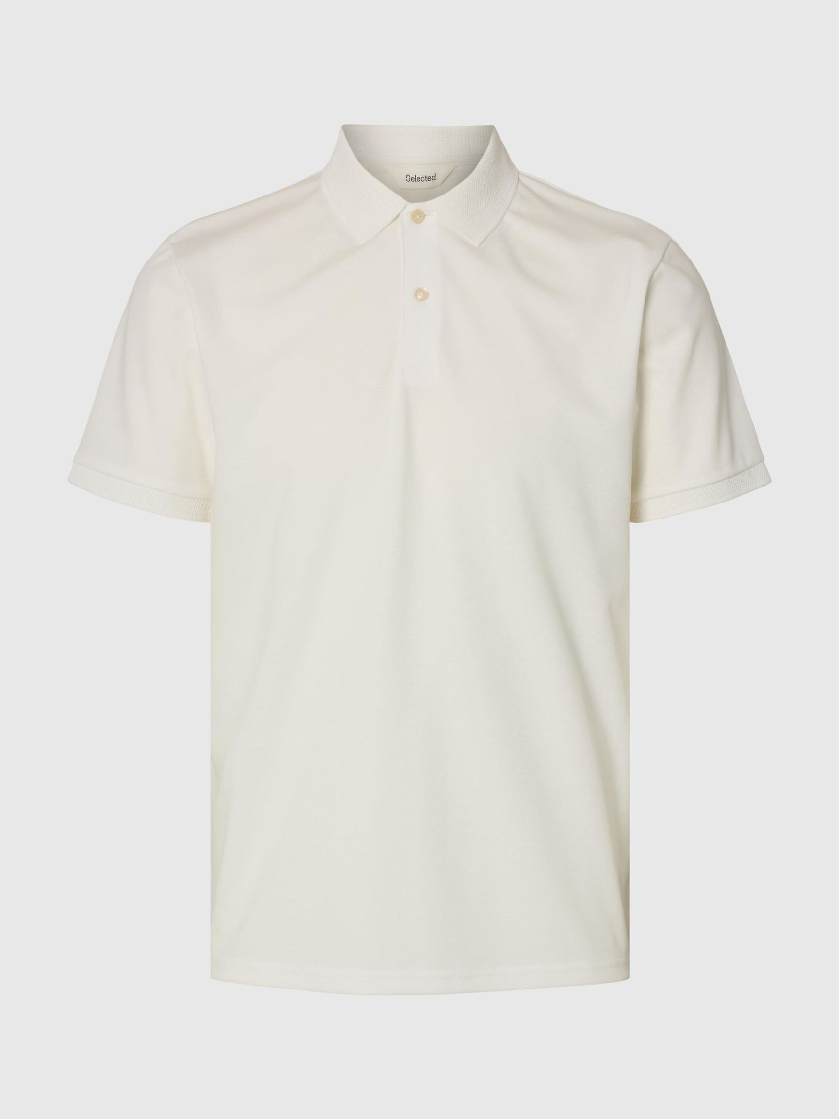 SHORT SLEEVED KNITTED POLO SHIRT, Cloud Dancer, highres