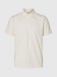 SHORT SLEEVED KNITTED POLO SHIRT, Cloud Dancer, highres