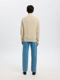 ZIPPED HIGH NECK PULLOVER, Oatmeal, highres