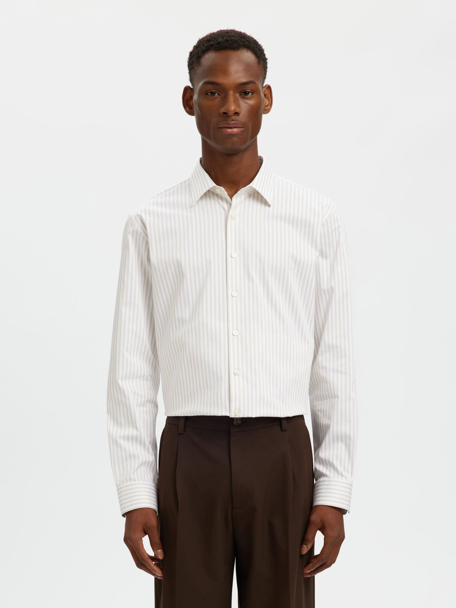 SLIM FIT STRETCH SHIRT, Sand, highres