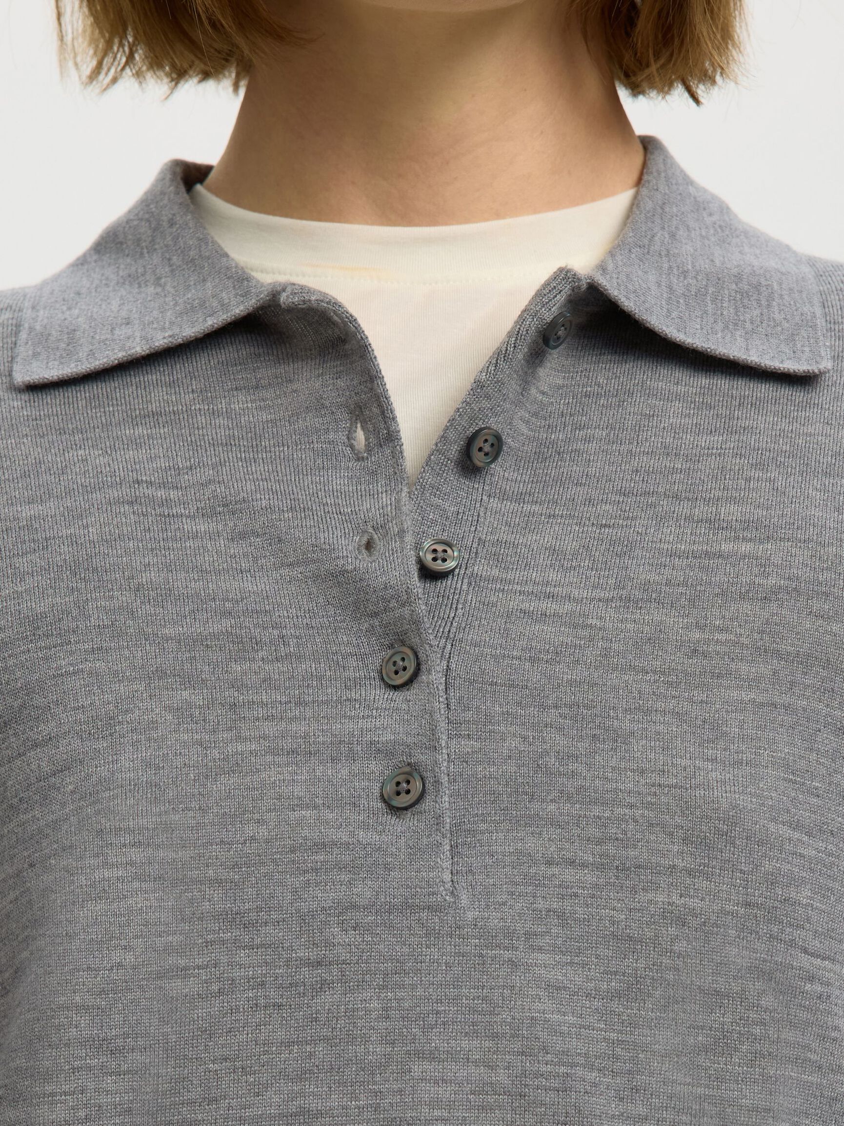 MERINO YÜN YAKALI KAZAK, Medium Grey Melange, highres