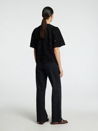EMBROIDERED SHORT SLEEVED SHIRT, Black, highres