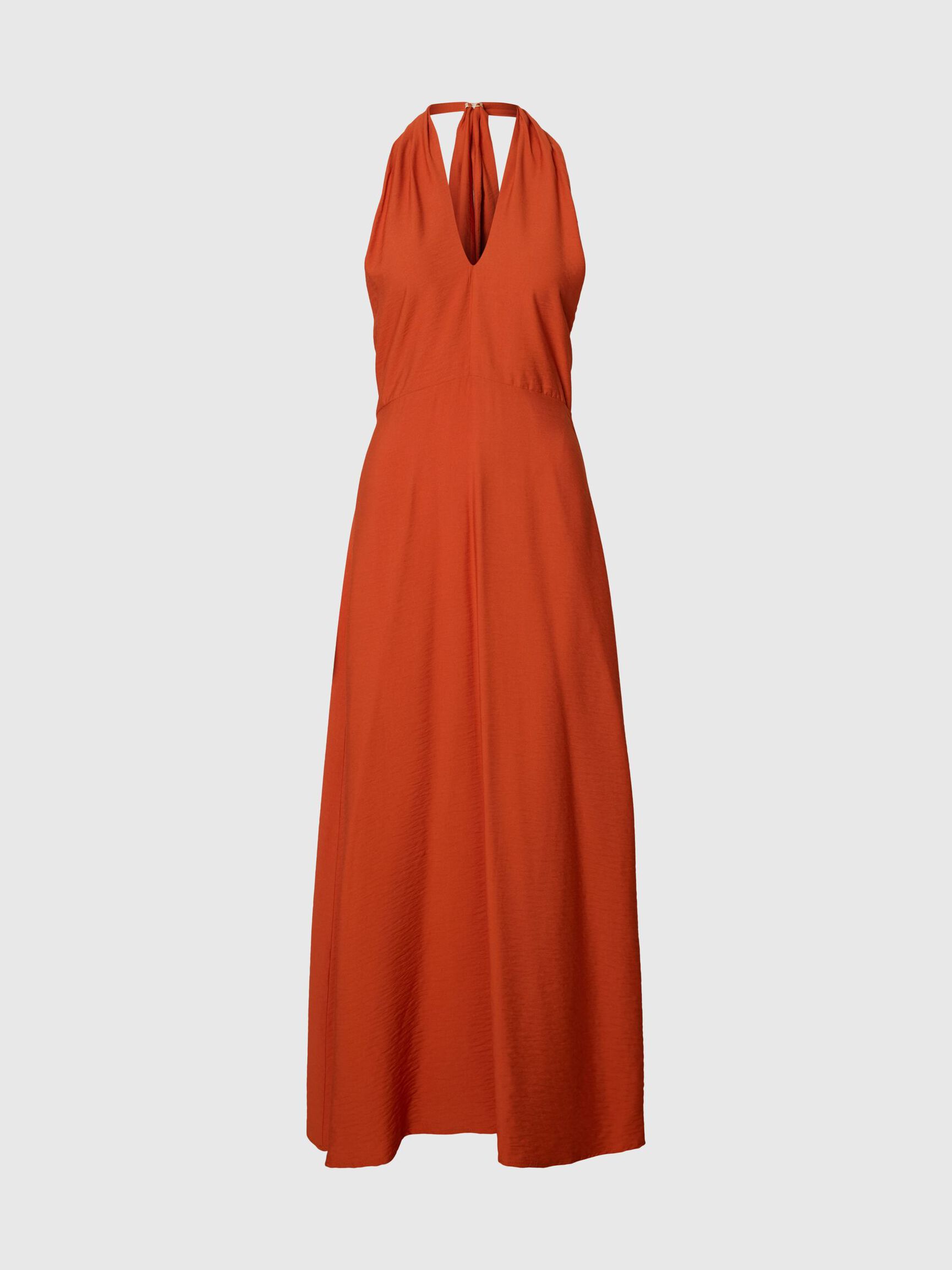 HALTER YAKA ELBISE MAXI ELBISE, Potters Clay, highres