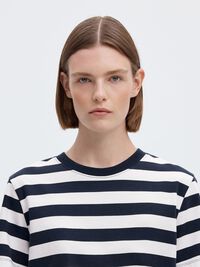 STRIPED BOXY FIT T-SHIRT, Dark Sapphire, highres