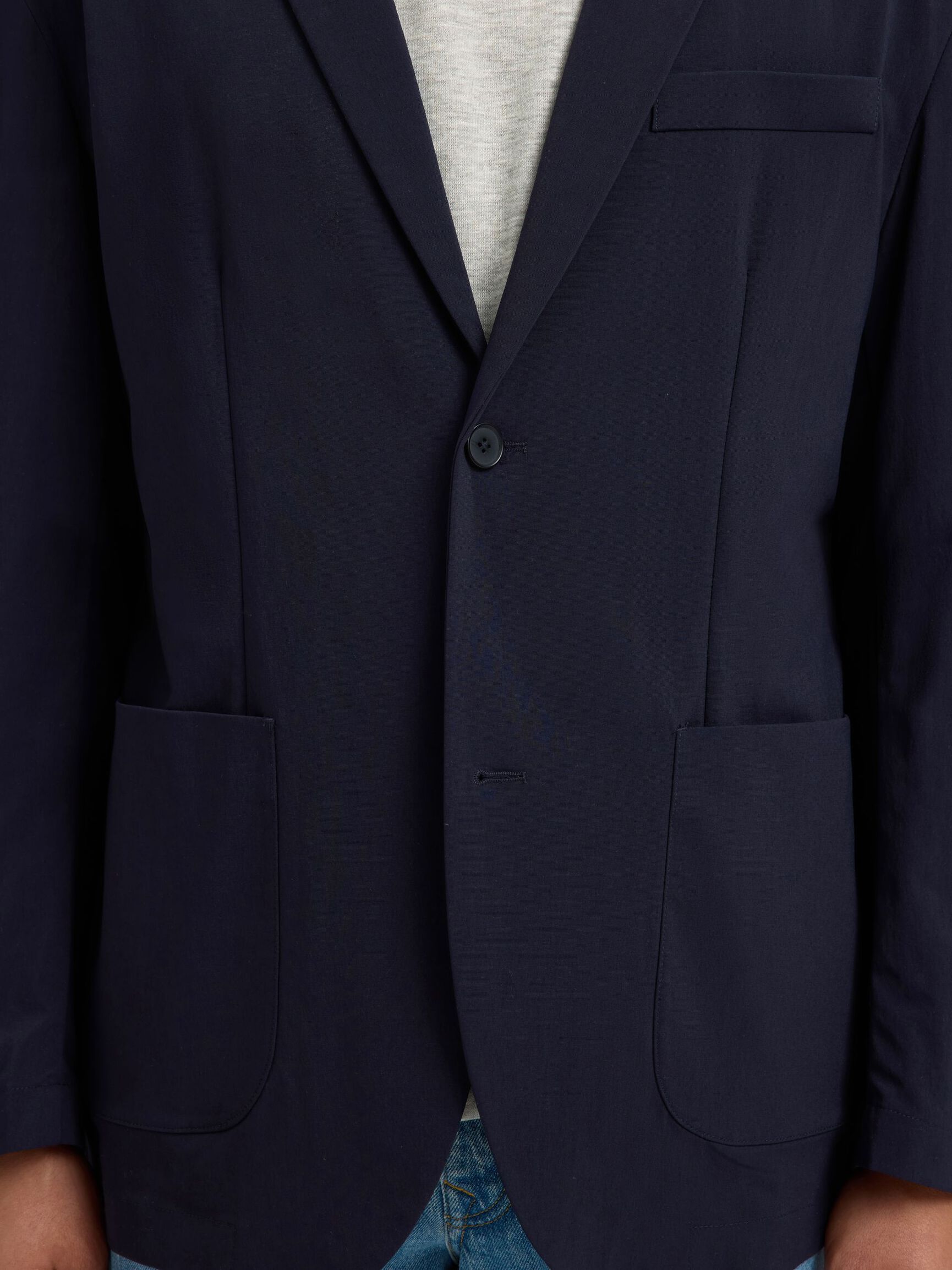REGULAR FIT SINGLE-BREASTED BLAZER, Dark Navy, highres