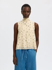 PRINTED SLEEVELESS TOP, Angora, highres