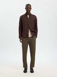 SLIM TAPERED LINEN BLEND TROUSERS, Forest Night, highres