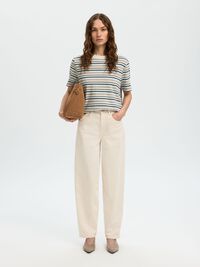 STRIPED BOXY FIT T-SHIRT, Cashmere Blue, highres