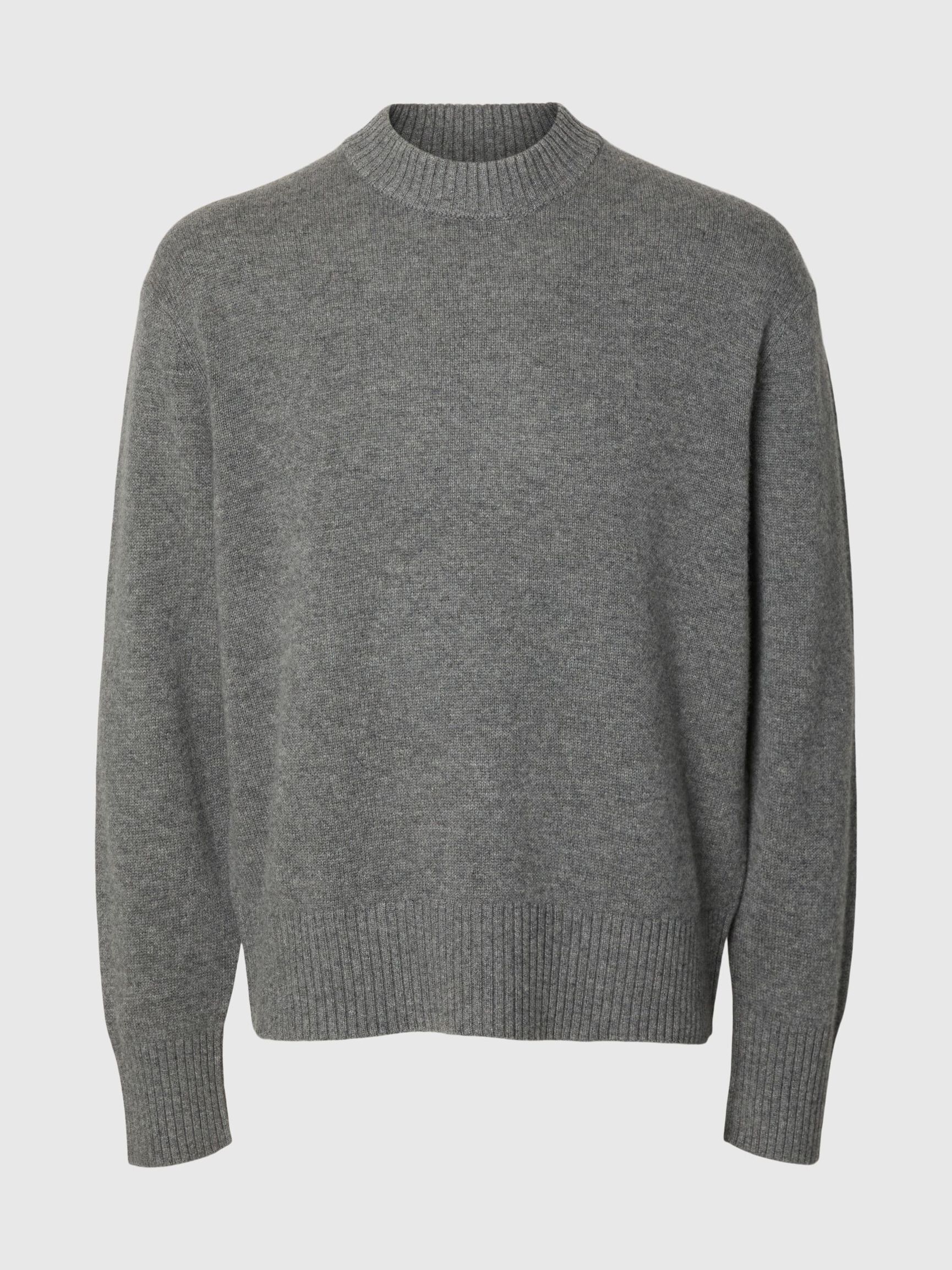 KAŞMIR KARIŞIMLI BISIKLET YAKA TRIKO KAZAK, Medium Grey Melange, highres