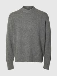 KAŞMIR KARIŞIMLI BISIKLET YAKA TRIKO KAZAK, Medium Grey Melange, highres