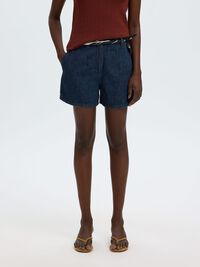 YÜKSEK BEL MINI DENIM ŞORT KOT ŞORT, Dark Blue Denim, highres