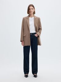 MID WAIST STRAIGHT FIT JEANS, Dark Blue Denim, highres