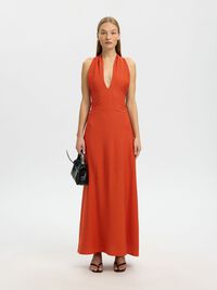 HALTER YAKA ELBISE MAXI ELBISE, Potters Clay, highres