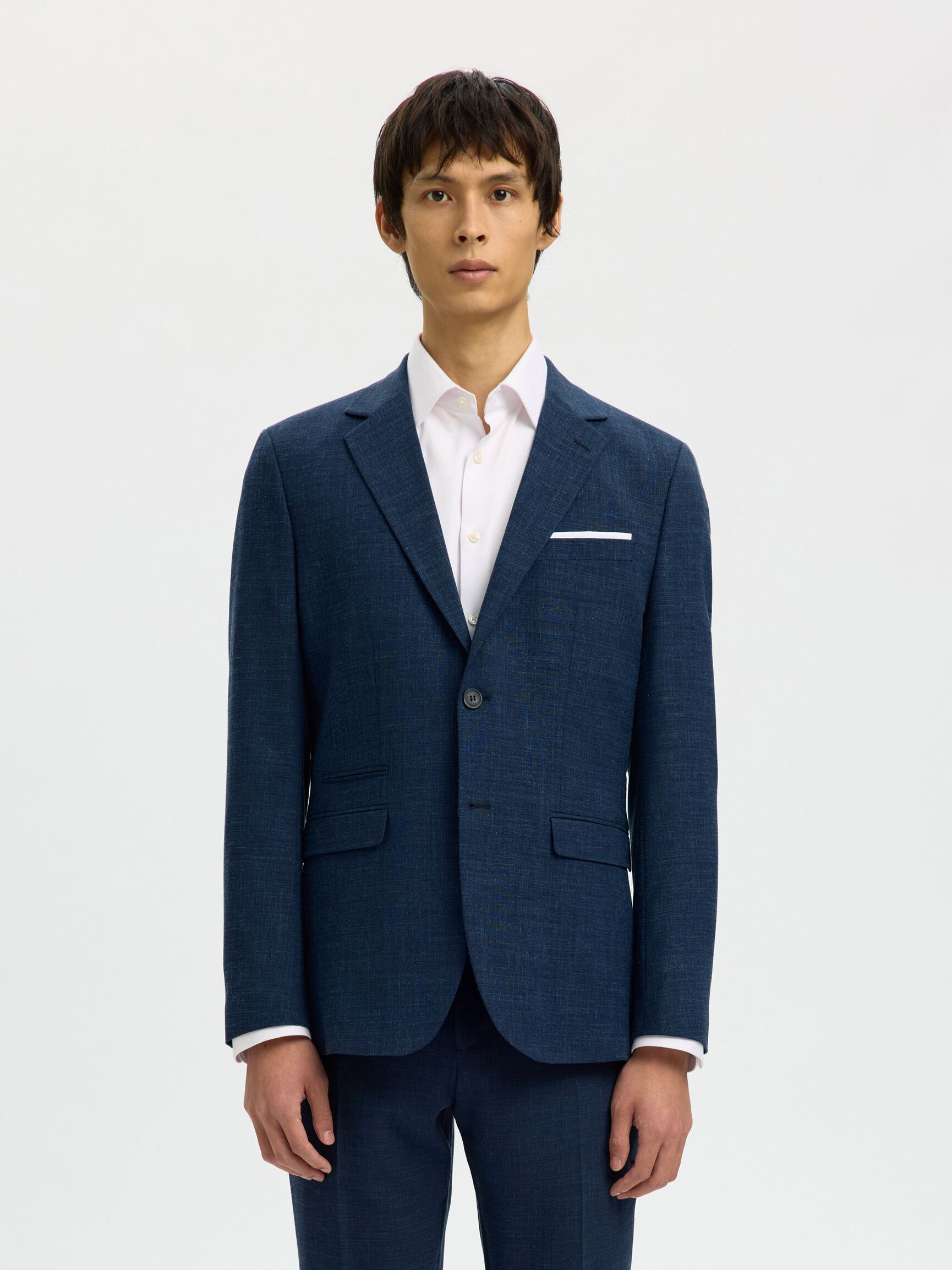 SLIM FIT SINGLE-BREASTED BLAZER, Dark Navy, highres